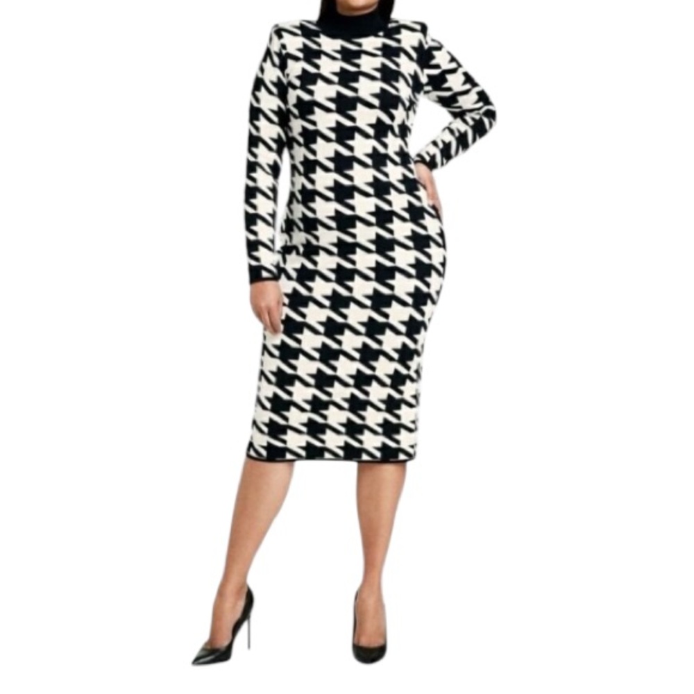 Sergio Hudson for Target Houndstooth Black and White Sweater Dress‎ Size 1X
